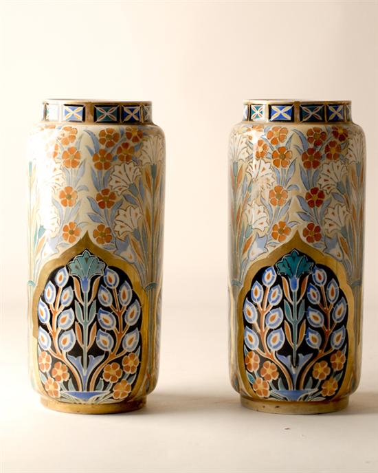 Appraisal: A Pair of Keller Guerin French Porcelain Vases Luneville France