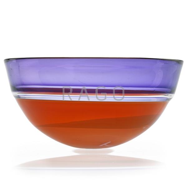 Appraisal: SONJA BLOMDAHL Incalmo glass bowl Condition Report A few bubbles