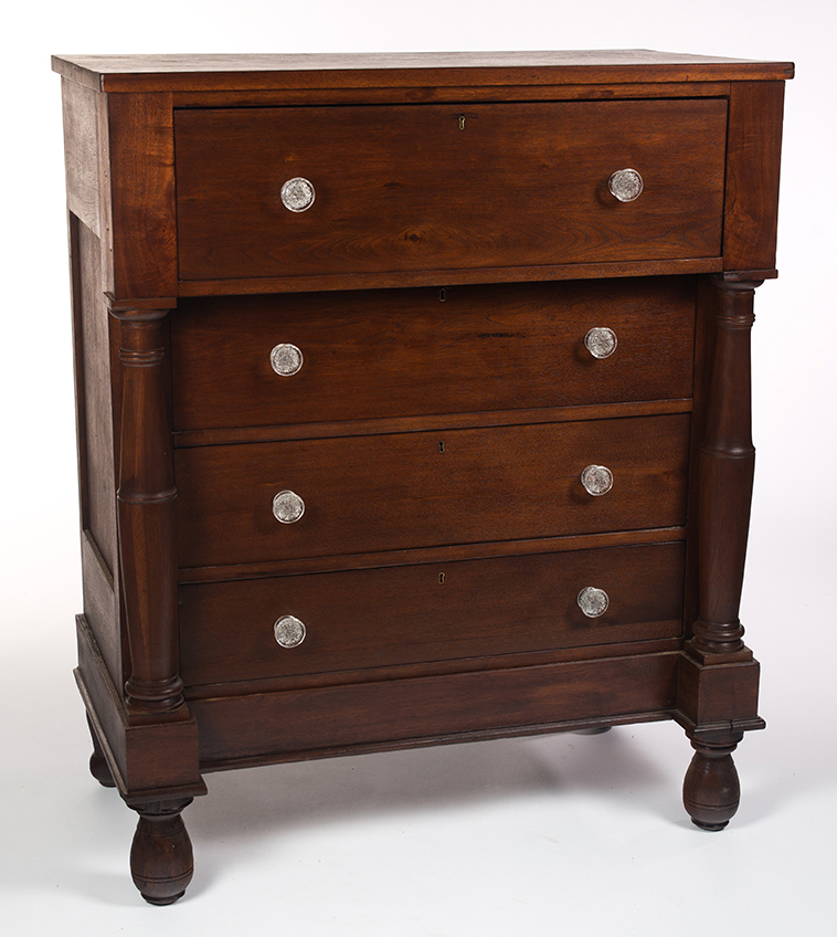 Appraisal: TRANSITIONAL SHERATON TO EMPIRE FOUR-DRAWER CHEST American nd quarter- th