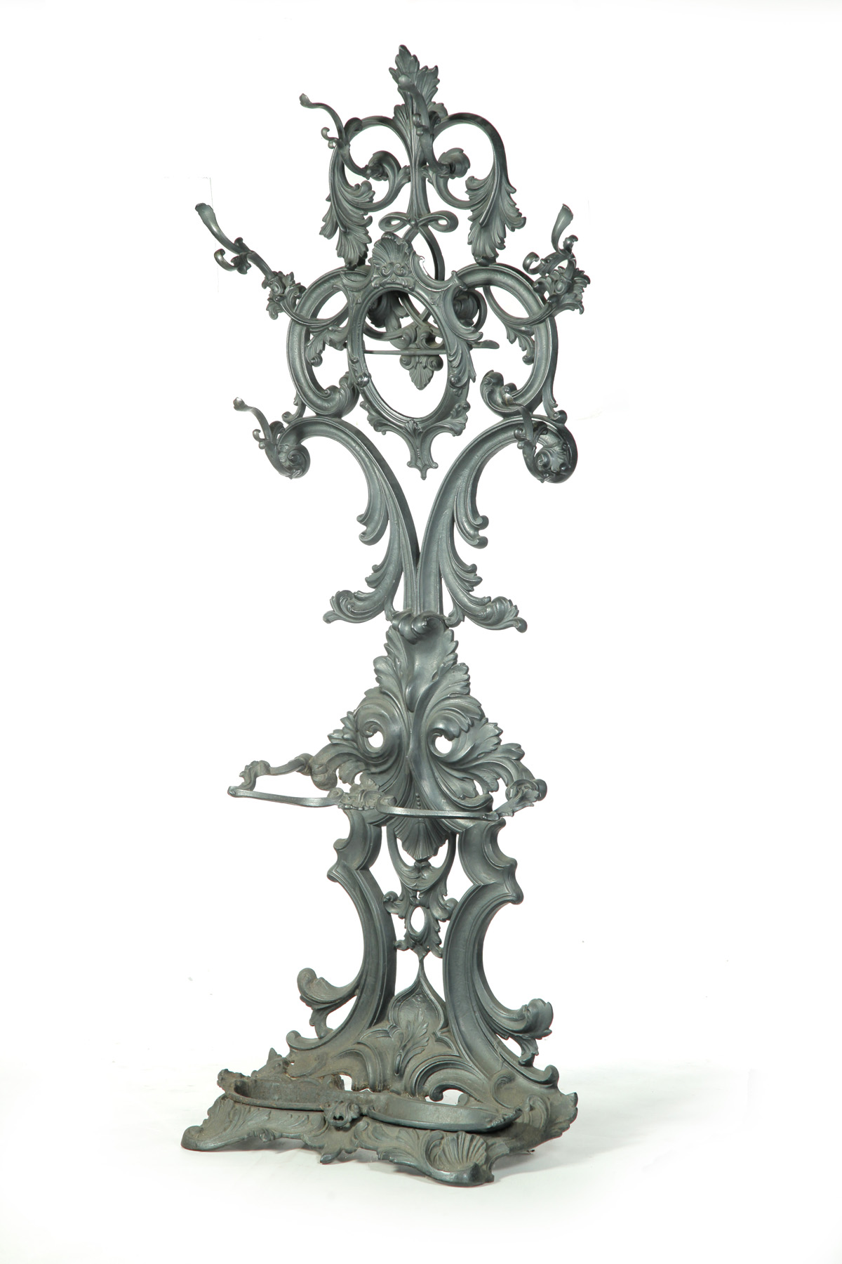 Appraisal: AMERICAN BAROQUE-STYLE CAST IRON HALL TREE Third quarter- th century