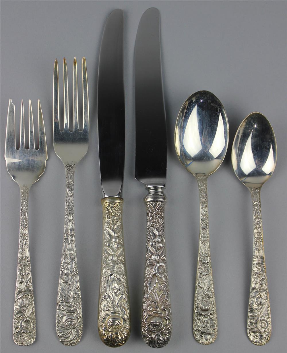 Appraisal: STIEFF SILVER 'REPOUSSE' PATTERN PART SERVICE including lunch knives lunch