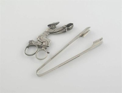 Appraisal: A pair of late th century Austro-Hungarian sugar tongs signed