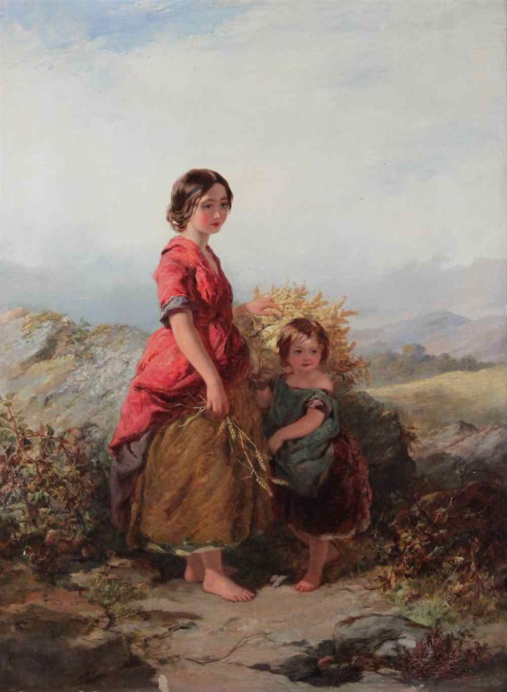 Appraisal: JAMES CURNOCK BRITISH - CHILDREN ON THE MOORS Oil on