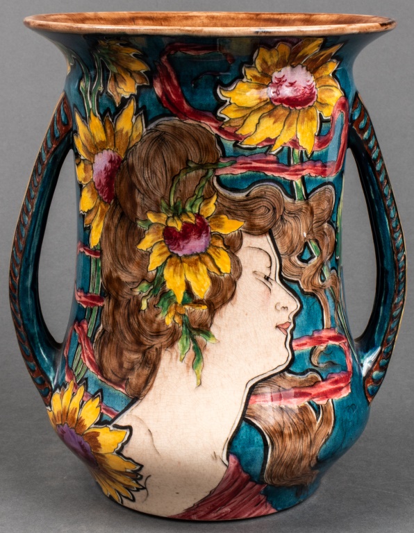 Appraisal: ROYAL BONN ART NOUVEAU POTTERY VASE Royal Bonn Art Nouveau