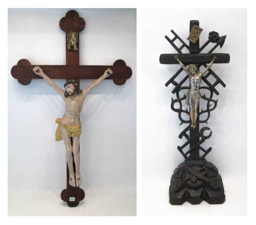 Appraisal: TWO CRUCIFIXION FIGURES OF CHRIST ON THE CROSS the first