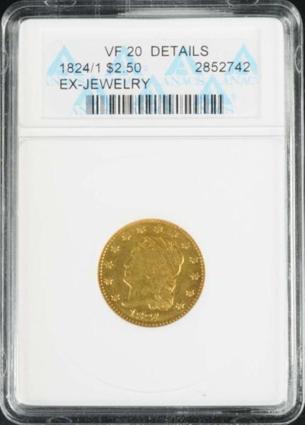 Appraisal: Capped Head Quarter Eagle VF Description Graded by ANACS Ex-Jewelry