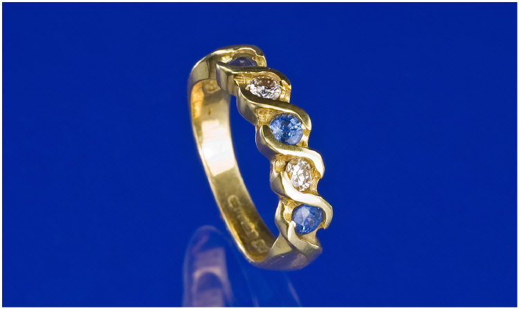 Appraisal: ct Gold Diamond And Sapphire Eternity Ring Set With Round