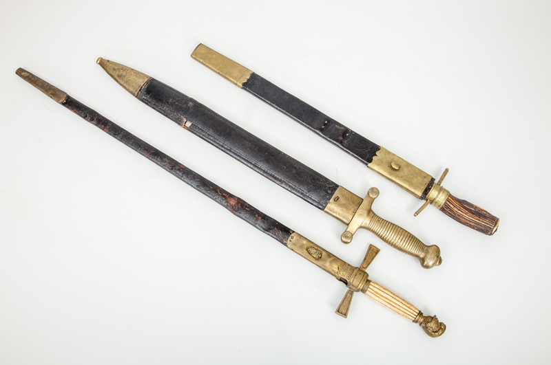 Appraisal: AMERICAN BONE-HANDLED SWORD With a knight's helmet finial and stars