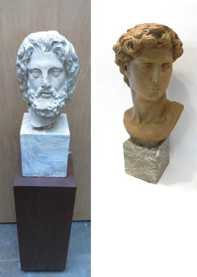 Appraisal: TWO CLASSICAL REVIVAL POTTERY BUSTS the first made of terracotta