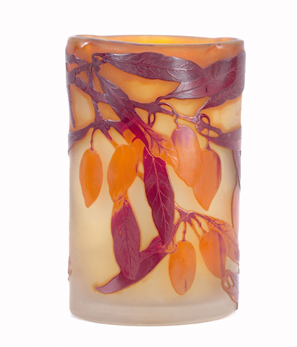 Appraisal: EMILE GALLE Cameo glass vase patterned with blossom laden branches