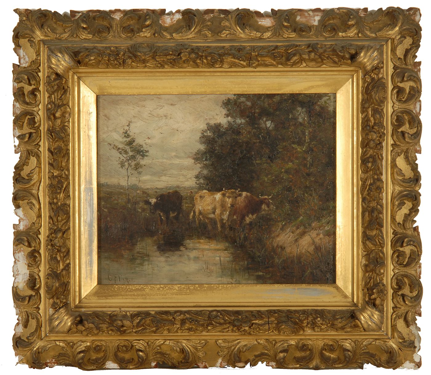 Appraisal: CHARLES FRANKLIN PIERCEAmerican - Cows grazing by a pond Signed