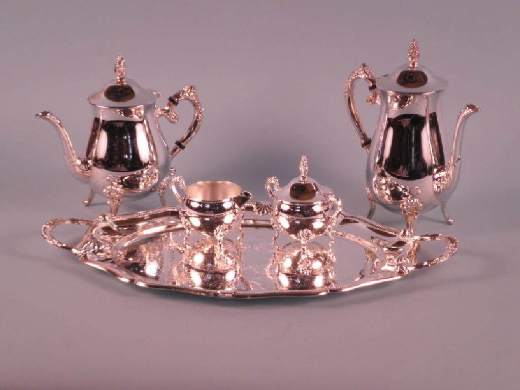 Appraisal: A modern four piece silver plated tea set and a