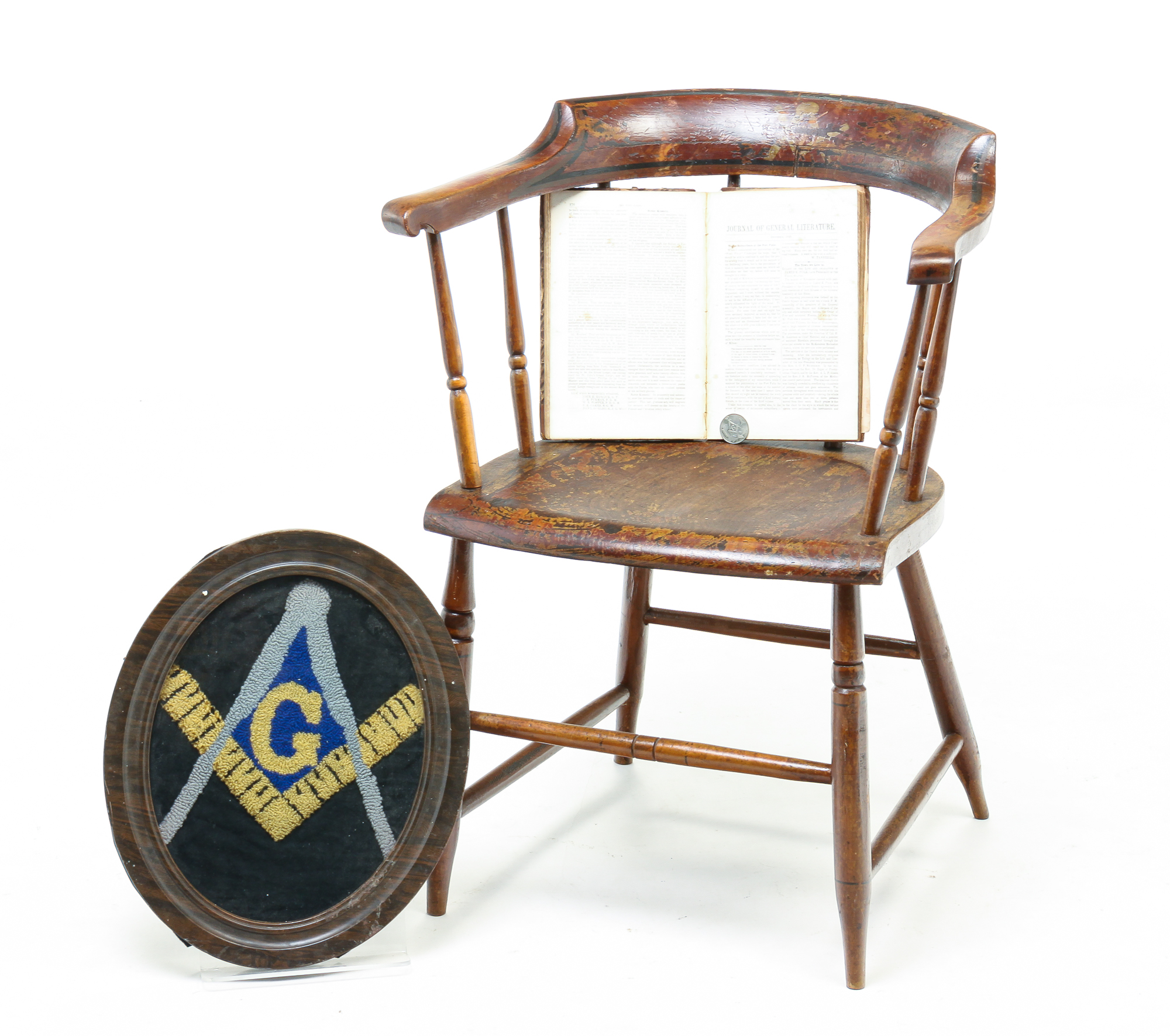 Appraisal: AMERICAN MASONIC CHAIR AND THREE MASONIC PIECES Nineteenth and th