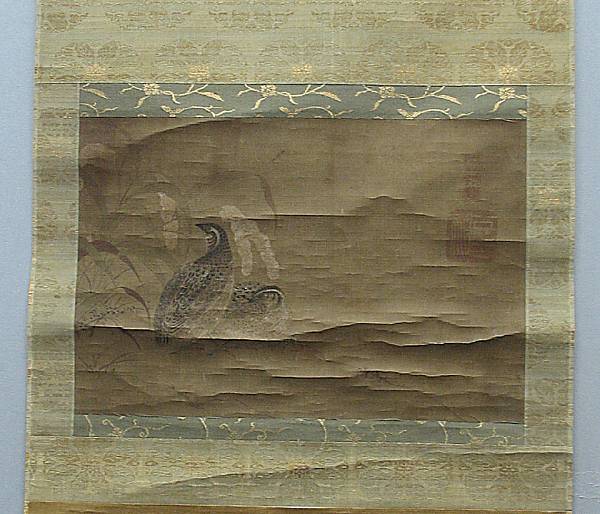 Appraisal: A hanging scroll Ink and color on silk shown a