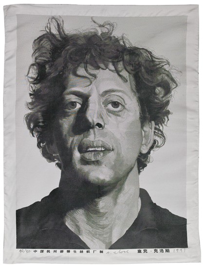 Appraisal: CHUCK CLOSE Phil Tapestry Silk tapestry x mm x inches