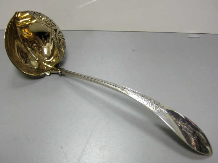 Appraisal: GORHAM PROVIDENCE RI Sterling silver straining soup ladle Palm pattern