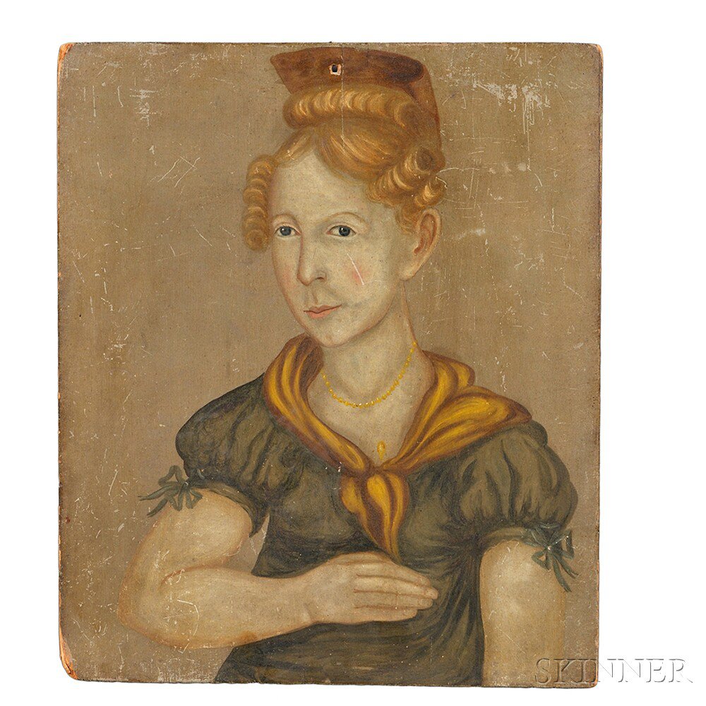 Appraisal: American School th Century Portrait of a Blonde-haired Woman in