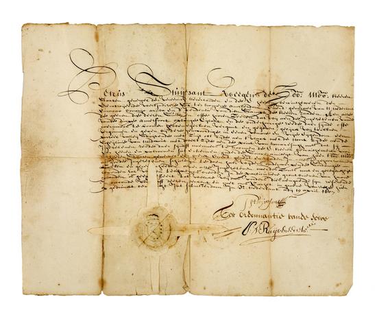 Appraisal: STUYVESANT Petrus c - Manuscript document signed P Stuyvesant in