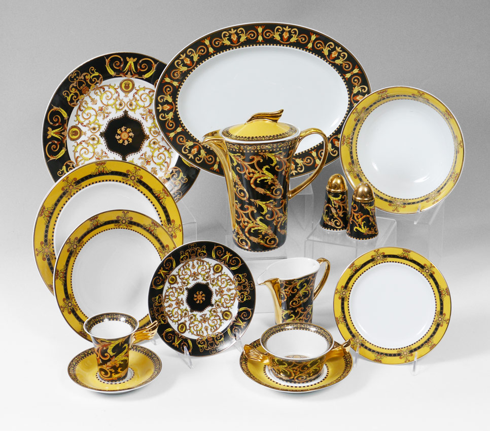 Appraisal: ROSENTHAL VERSACE ''BAROCCO'' CHINA pieces to include dinner plates ''