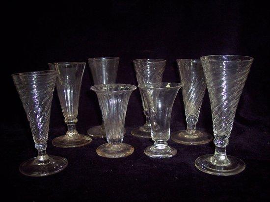 Appraisal: Two specimen glasses with ribbed spiral bowls each on a