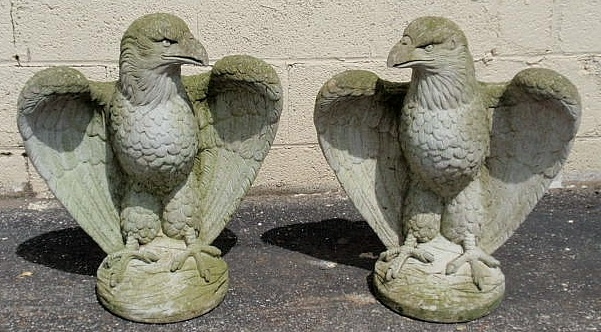 Appraisal: Pair of concrete spread-winged eagle garden ornaments h x w