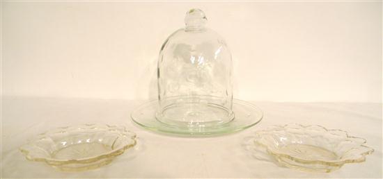 Appraisal: Cut glass cheese dome on tray '' h and two