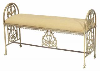 Appraisal: American Art Deco Figural Brass Window Bench attributed to Oscar