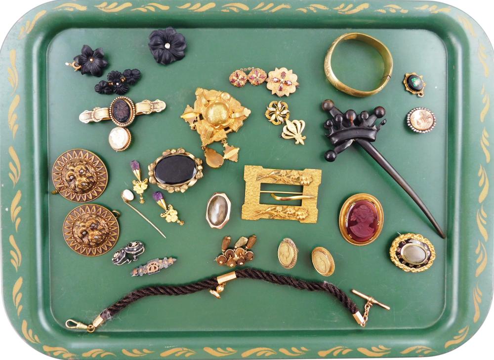 Appraisal: COSTUME JEWELRY pieces of earrings buckles necklaces pins bracelets and