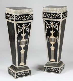 Appraisal: Neoclassical inspired pedestals h Pair of contemporary Neoclassical inspired composite