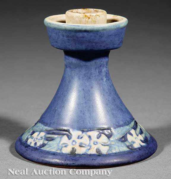 Appraisal: A Newcomb College Art Pottery Semi-Matte Glaze Candlestick decorated by