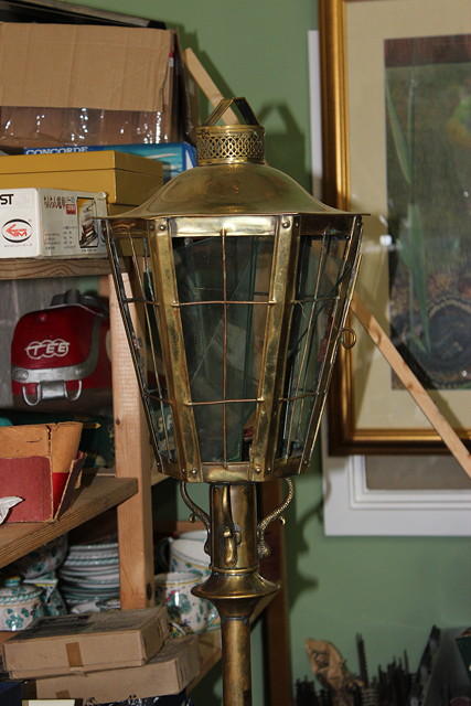 Appraisal: A TH CENTURY BRASS FLOOR STANDING LANTERN the hexagonal lantern