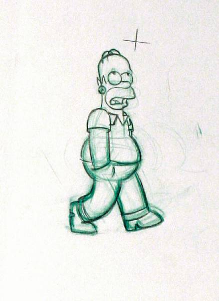 Appraisal: Ten animation drawings from The Simpsons s pencil on paper