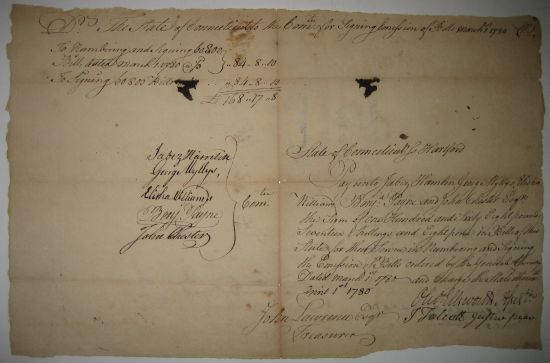 Appraisal: AMERICAN REVOLUTION ELLSWORTH OLIVER Document Signed Oliv Ellsworth Assist't ordering