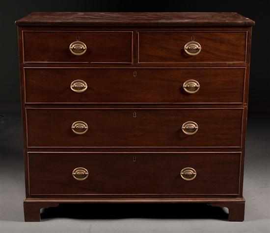 Appraisal: Regency mahogany chest of drawers circa two over three drawer