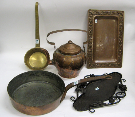 Appraisal: SIX COPPER BRASS AND OTHER METAL KITCHEN ITEMS including a