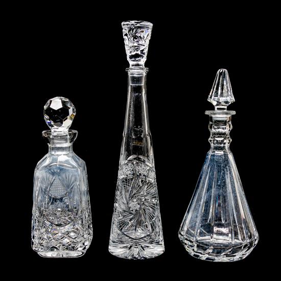 Appraisal: Sale Lot Three Pressed Glass Decanters each of varying form