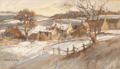 Appraisal: Moira Huntly born Cotswold Village in Winter signed pastel cm