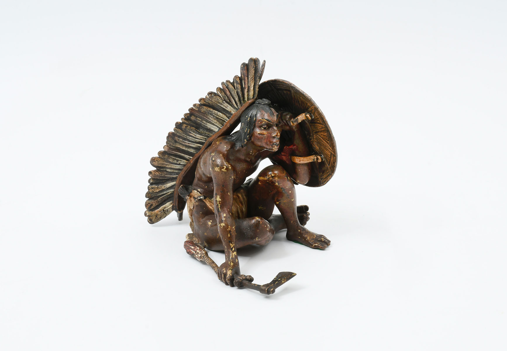 Appraisal: BERGMAN Franz Austrian American - Crouching Native American Warrior with