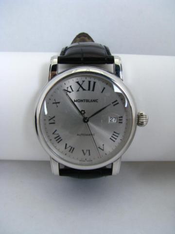 Appraisal: Stainless steel Mont Blanc automatic watch leather band with deployment