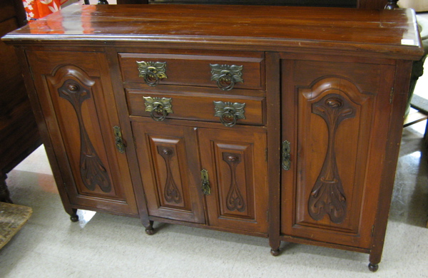 Appraisal: ART NOUVEAU MAHOGANY SIDEBOARD English circa 's to early th