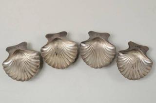 Appraisal: Four Tiffany Co Silver Shell Dishes Four Tiffany Co sterling