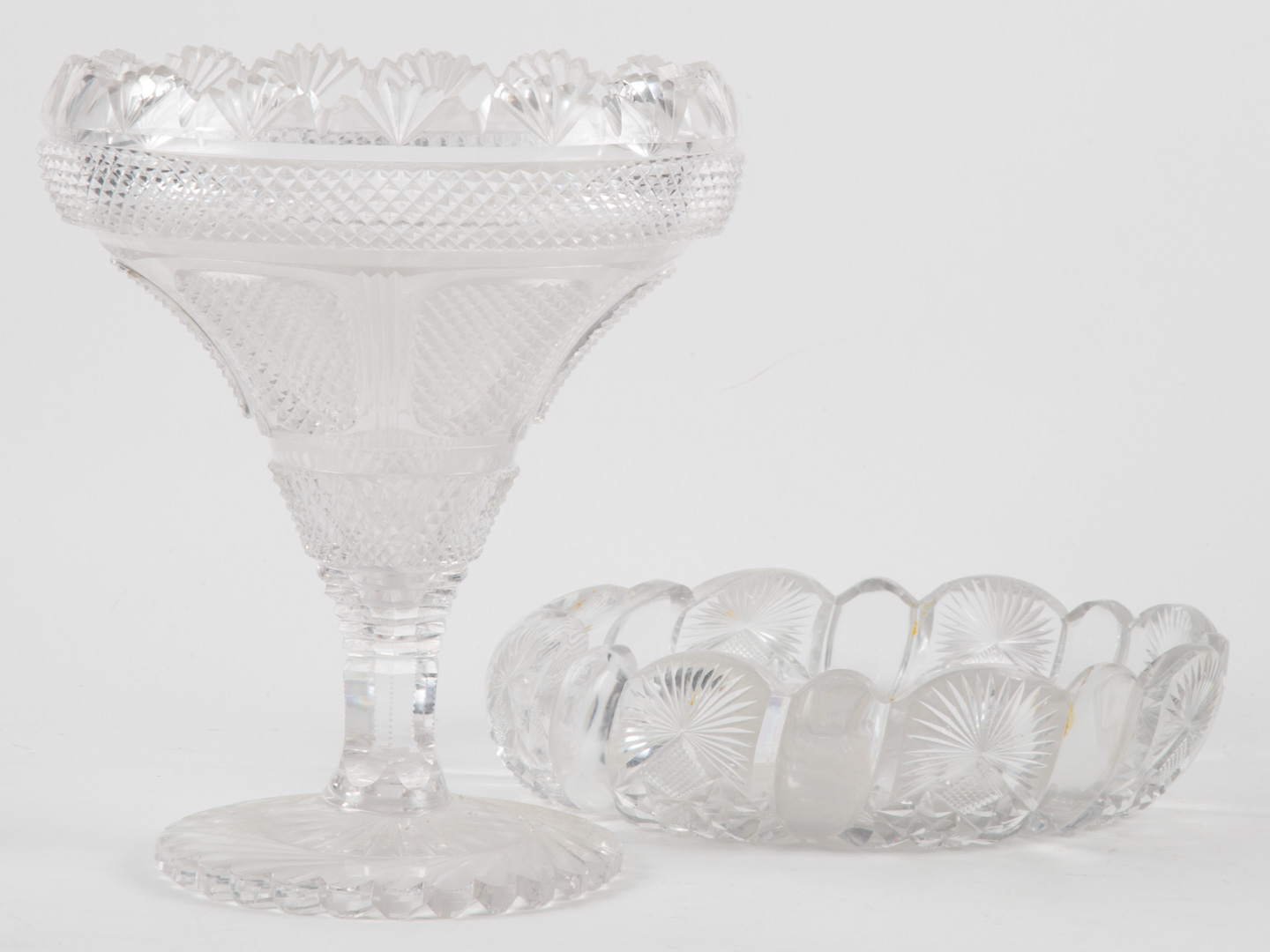 Appraisal: Anglo-Irish cut glass bowl and vase second half- th century