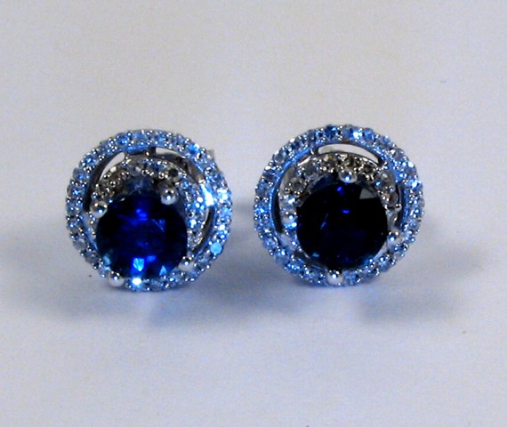 Appraisal: PAIR OF SAPPHIRE AND DIAMOND EARRINGS each k white gold