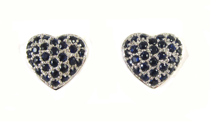 Appraisal: PAIR OF BLUE SAPPHIRE EARRINGS each k white gold heart