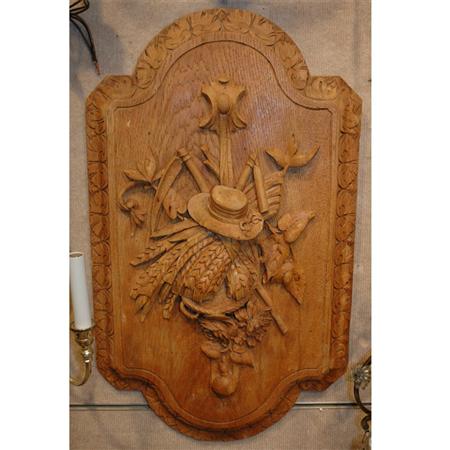 Appraisal: Pair of Louis XVI Style Carved Wood Trophy Plaques Estimate