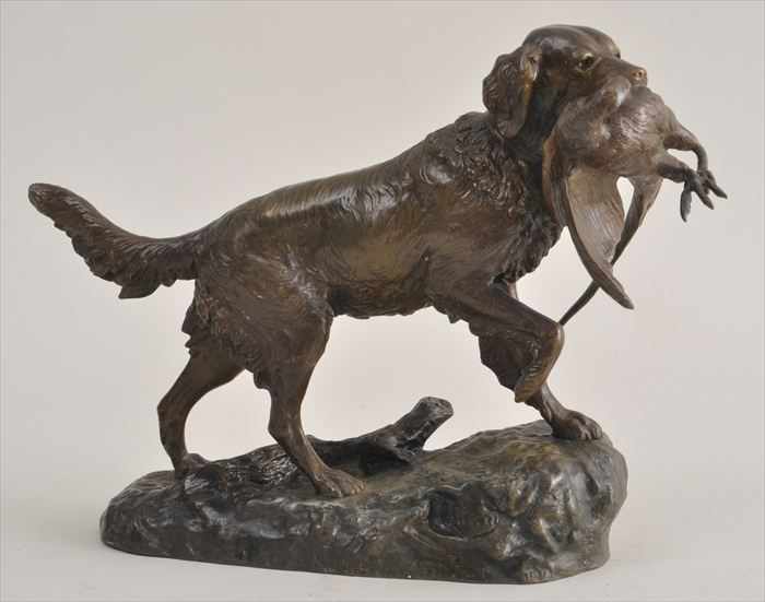 Appraisal: E LIENARD SETTER WITH DOWNED PHEASANT Bronze incised signature x