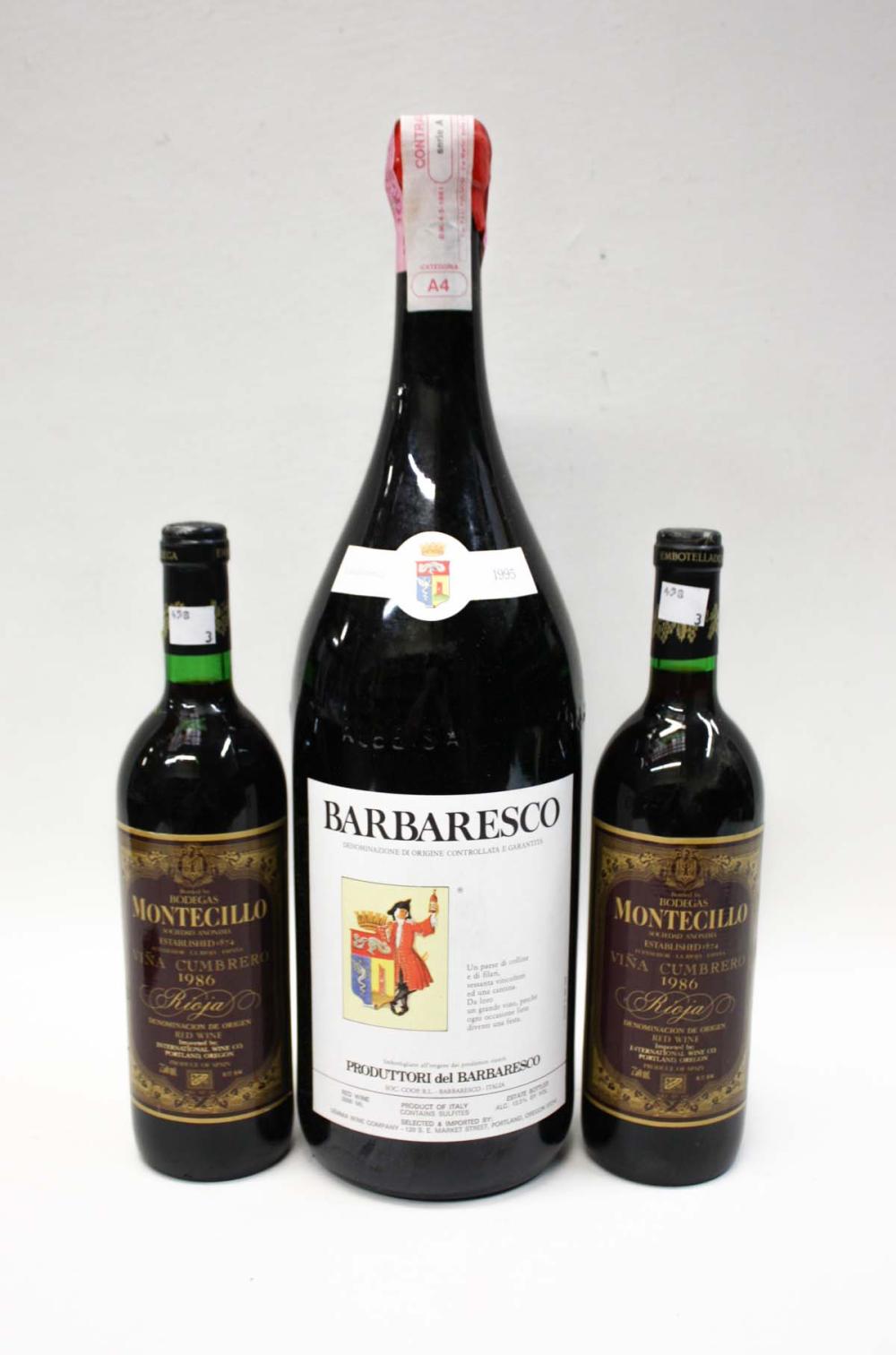 Appraisal: THREE BOTTLES OF VINTAGE ITALIAN RED WINE Produttori del Barbaresco