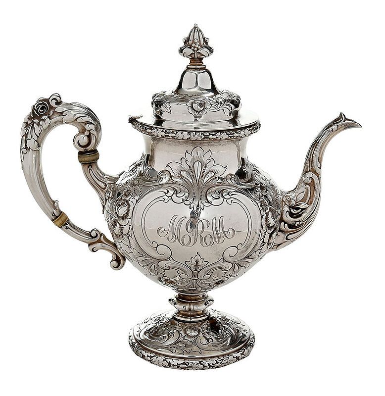 Appraisal: Sterling Teapot Reed and Barton American th century bulbous tapering