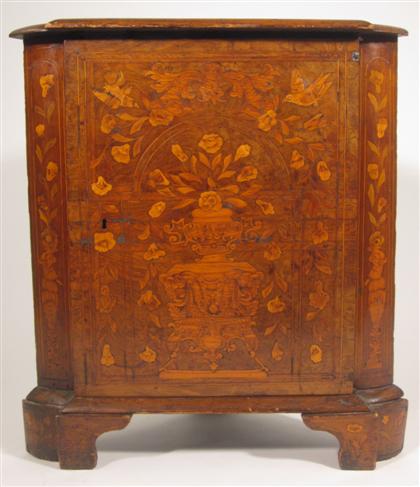 Appraisal: Dutch floral marquetry corner cupboard th th century