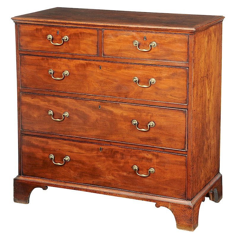 Appraisal: George III Mahogany Five Drawer Chest British late th early